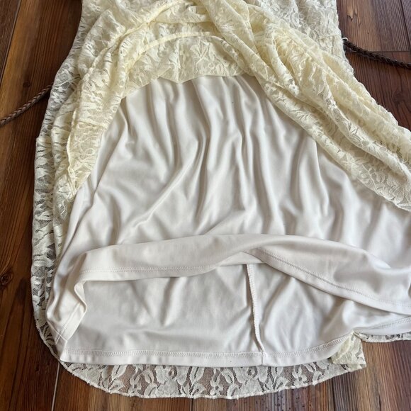 HeartSoul Ivory Flutter Sleeve Lace Dress with Skinny Brown Braided Belt Size L - Picture 5 of 10